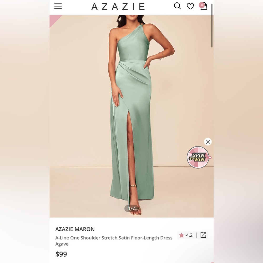 Azazie Maron Stretch Satin Dress A0, Agave